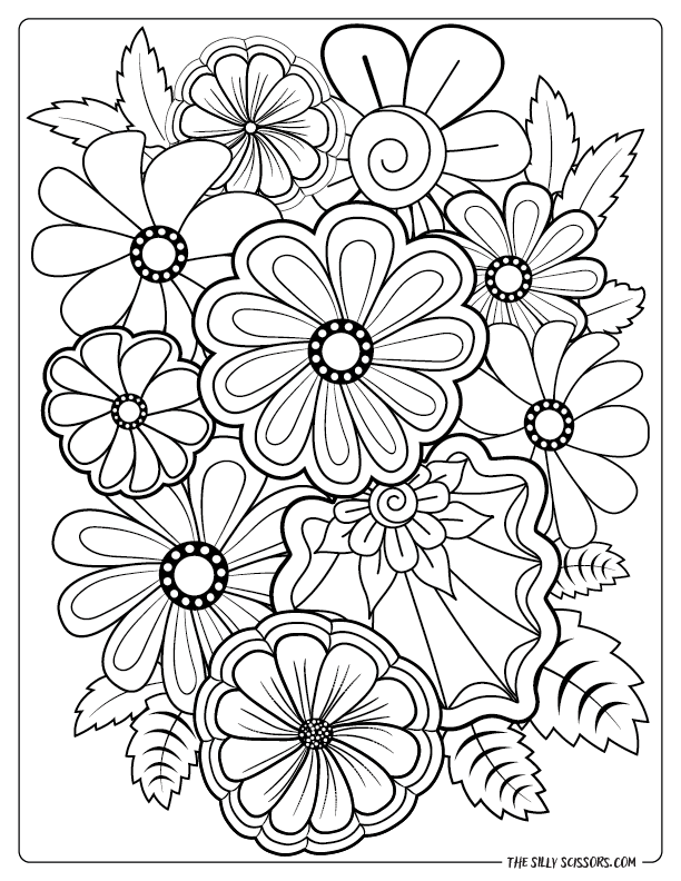 Flower Coloring Pages For Kids And Adults Free Printables The Silly Flower Coloring Pages For Kids And Adults Free Printables The Silly